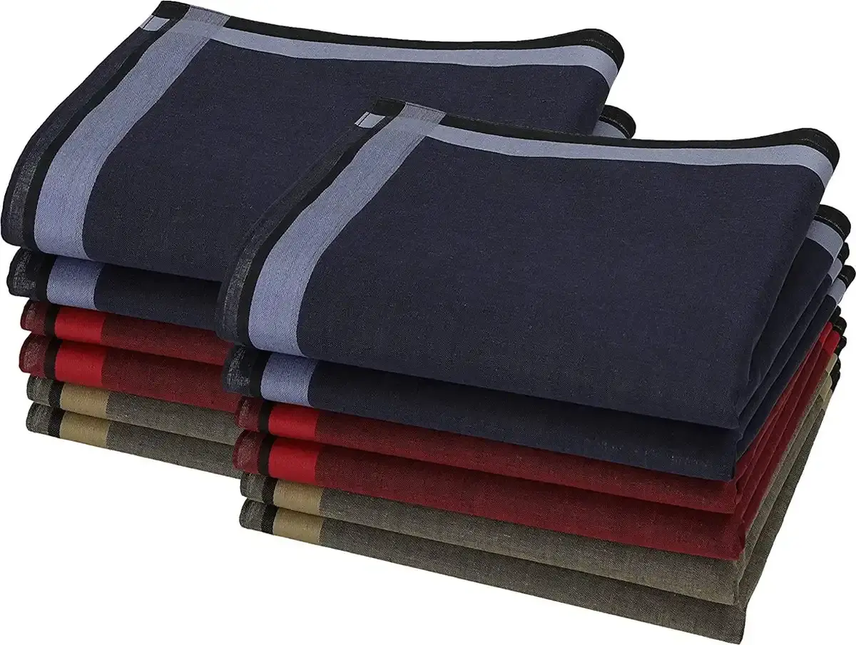 Swan Heren zakdoeken - uni donker 12 stuks - Voordeelverpakking katoenen zakdoeken