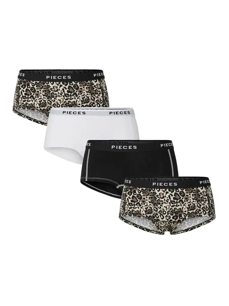 Pieces 4-Pack Dames shorts - Solid - Katoenen dames onderbroek - Multipack - Voordeelverpakking