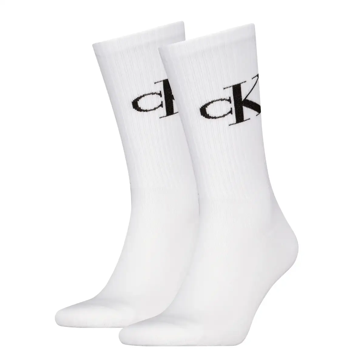 Calvin Klein 2-paar Crew sokken - Logo monogram - Katoenen witte sportsokken met badstof zool Calvin Klein 2-paar Crew sokken - Logo monogram - Katoenen witte sportsokken met badstof zool