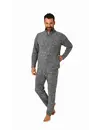 Norman heren huispak Fleece - Dark Blue - Warm winter pyjama pak met rits