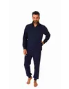 Norman heren huispak Fleece - Dark Blue - Warm winter pyjama pak met rits