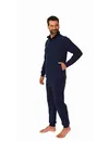 Norman heren huispak Fleece - Dark Blue - Warm winter pyjama pak met rits