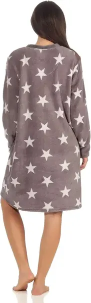 Normann Fleece dames nachthemd - Stars - Warm winter nachtjapon lange mouwen Normann Fleece dames nachthemd - Stars - Warm winter nachtjapon lange mouwen