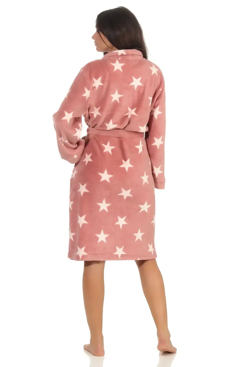 Normann dames badjas fleece - Stars - Warme winter ochtendjas - Badjassen dames Normann dames badjas fleece - Stars - Warme winter ochtendjas - Badjassen dames