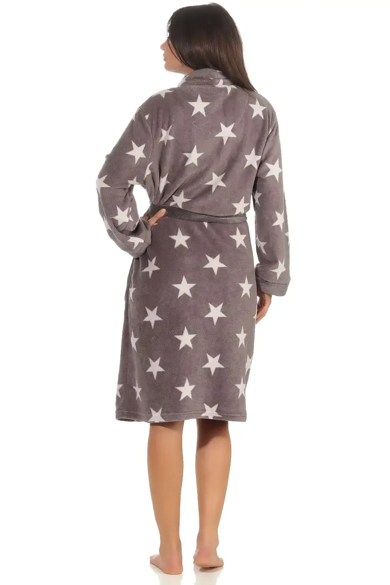 Normann dames badjas fleece - Stars - Warme winter ochtendjas - Badjassen dames Normann dames badjas fleece - Stars - Warme winter ochtendjas - Badjassen dames