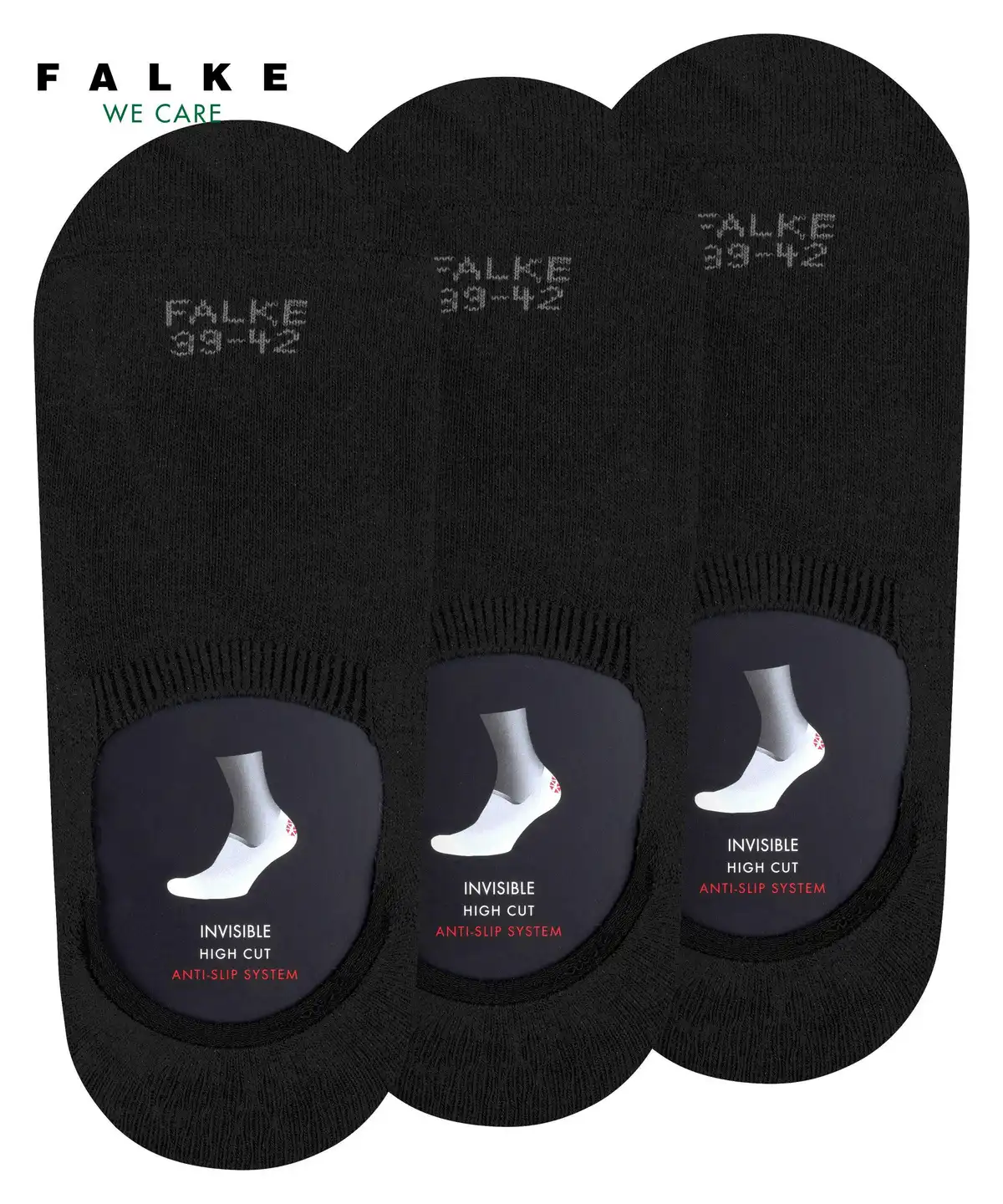 FALKE 3-paar Step High - heren footies met anti slip - Kousenvoetjes die niet afzakken - Sokken voor in loafers katoen