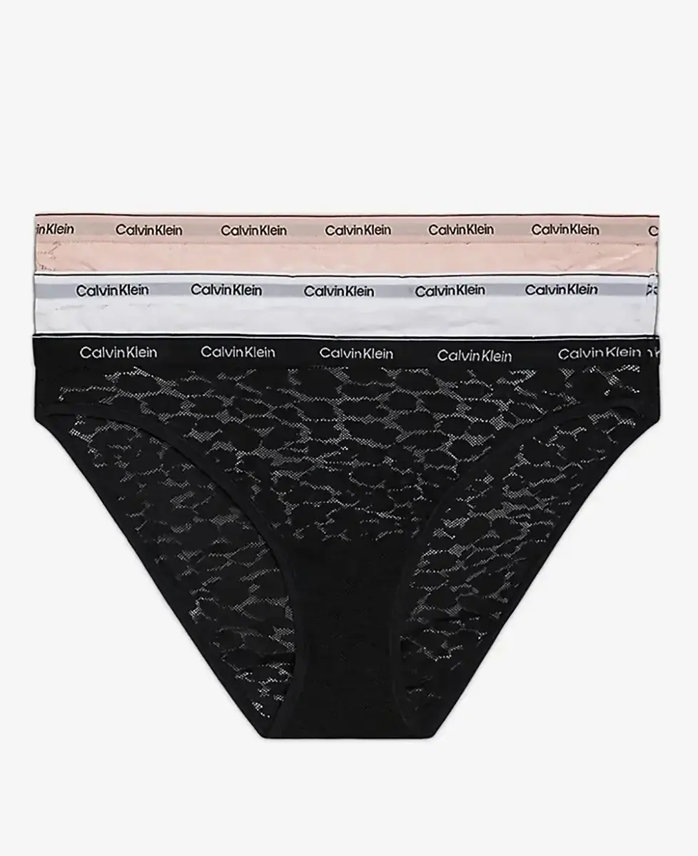 Calvin Klein 3-pack kanten Slips dames - Low rise - Mini slip dames - Microfiber bikini slip - kanten Onderbroek