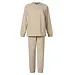 Lunatex fleece dames pyjama lange mouwen - Smile - Warme winter pyjama - Creme