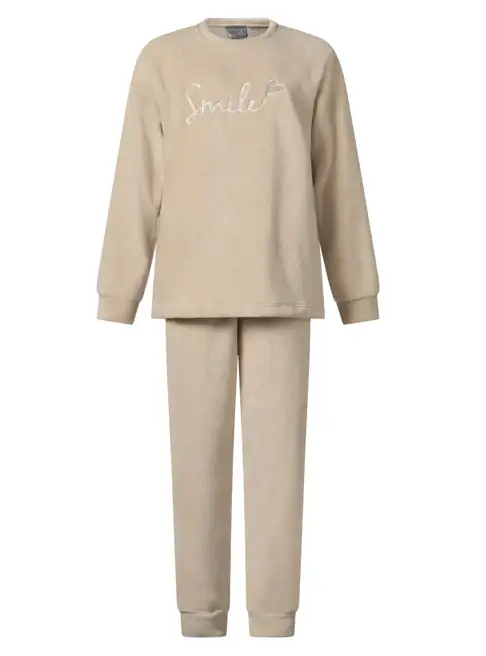 Lunatex fleece dames pyjama lange mouwen - Smile - Warme winter pyjama
