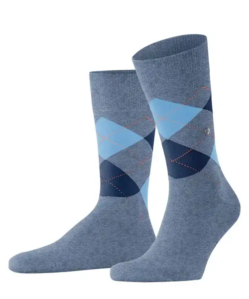 Burlington King Hoge Heren Sokken - Biologisch katoenen mannen kousen met ruit print Burlington King Hoge Heren Sokken - Biologisch katoenen mannen kousen met ruit print