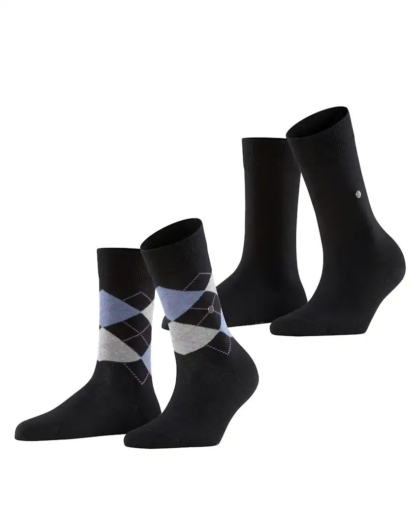 Burlington 2-paar everyday dames sokken - Biologisch katoenen vrouwen sokken met ruit print
