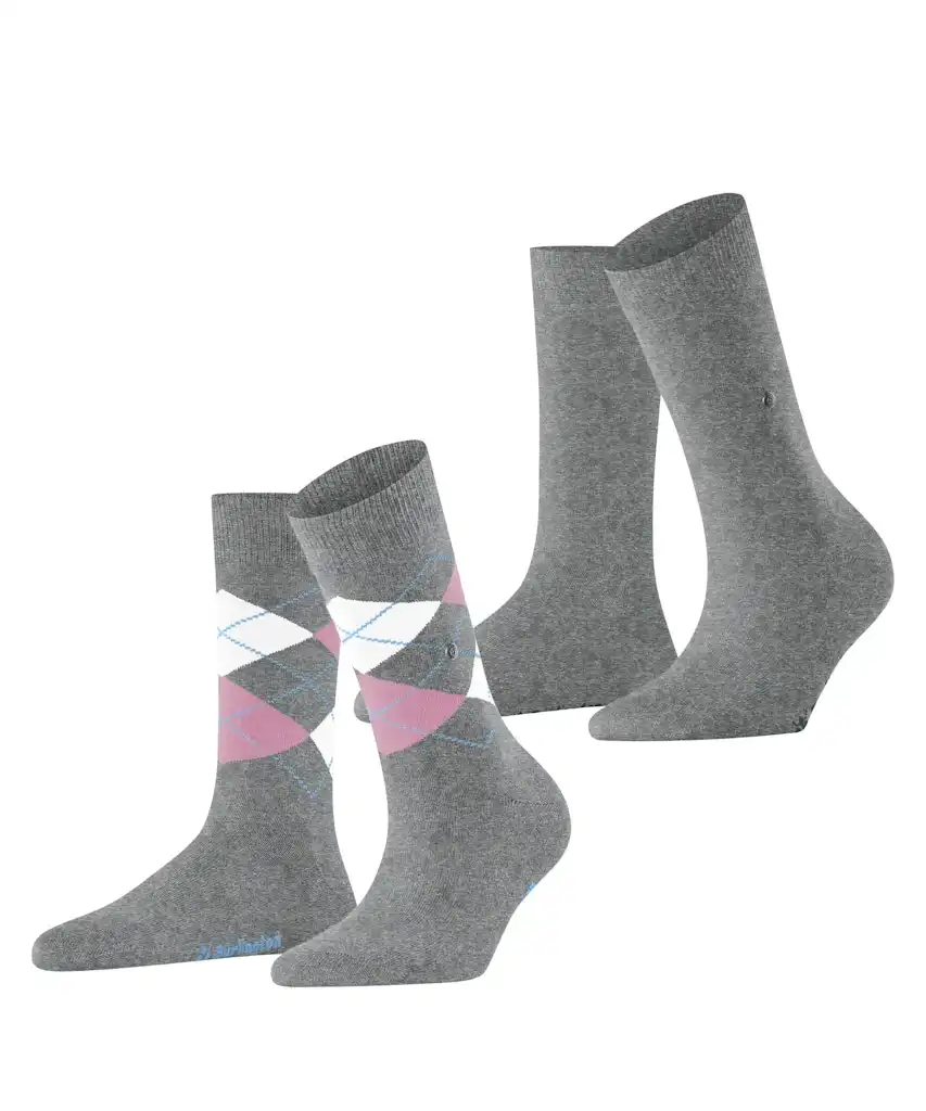 Burlington 2-paar everyday dames sokken - Biologisch katoenen vrouwen sokken met ruit print