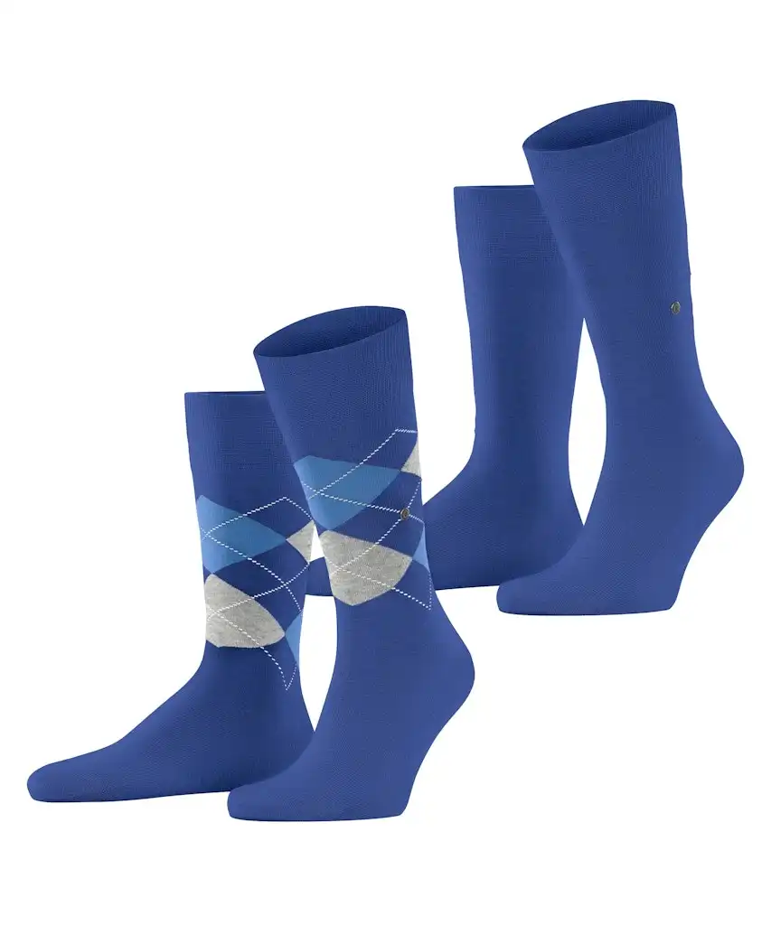 Burlington 2-paar mix Everyday heren sokken - Argyle - Biologisch katoenen sokken met ruit print