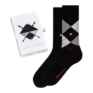 Burlington 2-paar heren sokken - Cadeau verpakking - Gift Box - Katoenen sokken met ruit print Burlington 2-paar heren sokken - Cadeau verpakking - Gift Box - Katoenen sokken met ruit print