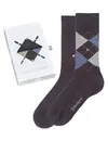 Burlington 2-paar heren sokken - Cadeau verpakking - Gift Box - Katoenen sokken met ruit print