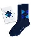Burlington 2-paar heren sokken - Cadeau verpakking - Gift Box - Katoenen sokken met ruit print
