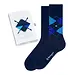 Burlington 2-paar heren sokken - Cadeau verpakking - Gift Box - Katoenen sokken met ruit print - Donkerblauw