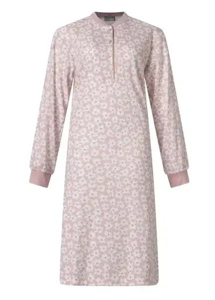 Lunatex dames nachthemd - Warme Dikke Tricot - Flower - Katoenen dames nachtjapon