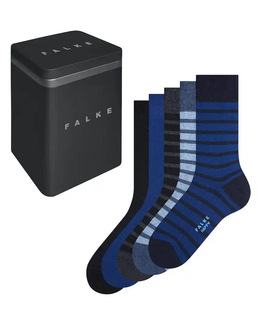 FALKE 5-paar heren sokken - Happy Box Cadeau set - Multipack katoenen sokken - Voordeelverpakking