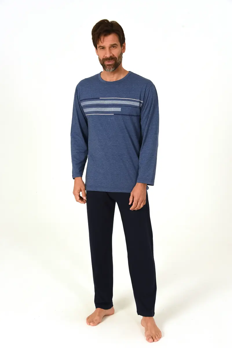 Norman Heren pyjama katoen - Simple - Betaalbare mannen pyjama lange mouwen
