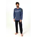Norman Heren pyjama katoen - Simple - Betaalbare mannen pyjama lange mouwen - Blauw