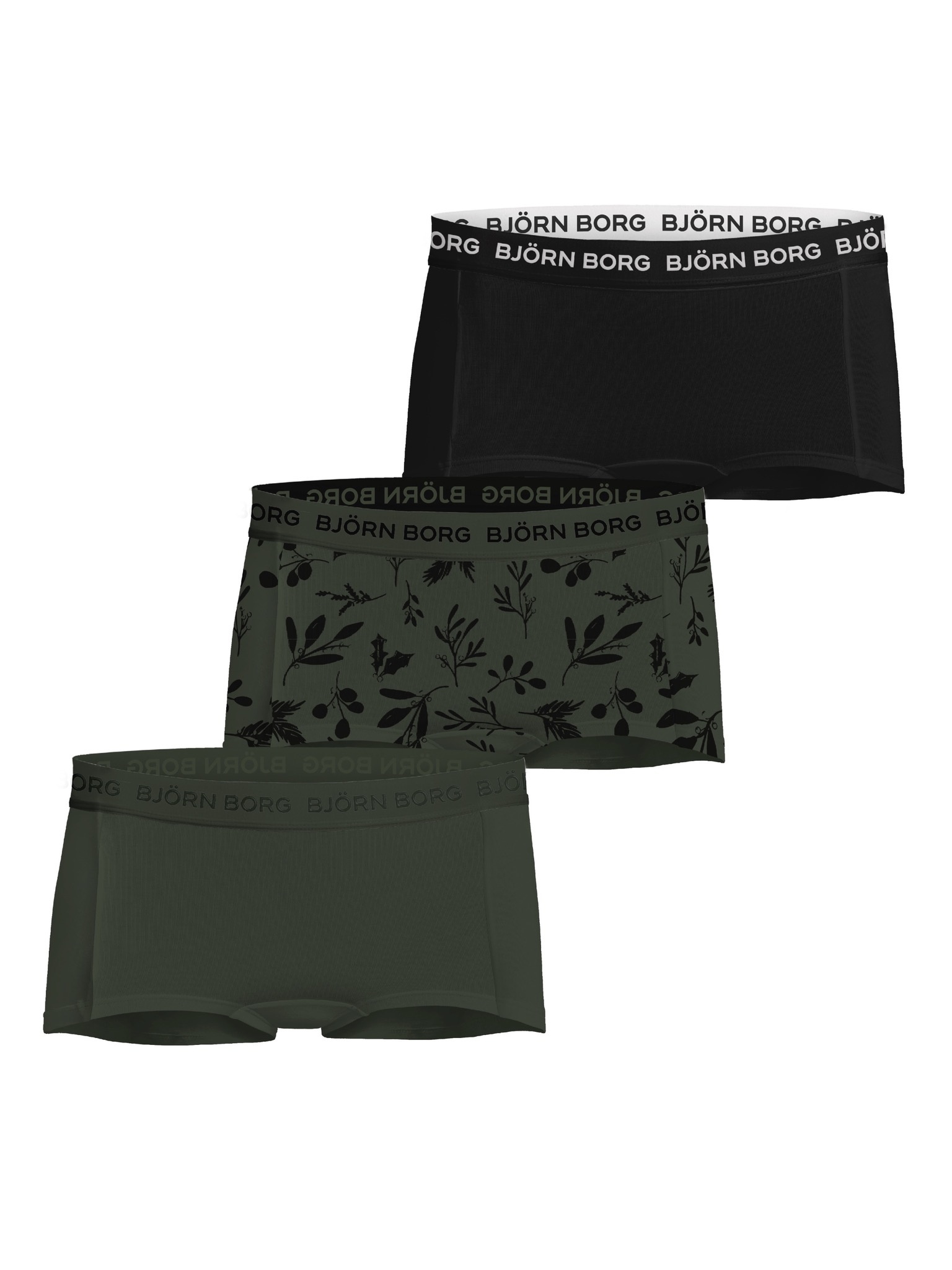 Bjorn Borg 3-Pack meisjes boxershort - minishorts - Groene /Zwart