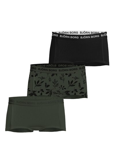 Bjorn Borg 3-Pack meisjes boxershort - minishorts - Groene /Zwart