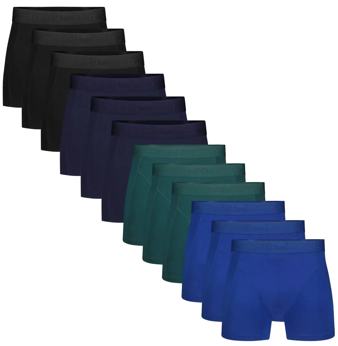 Bamboo Basics 12-pak heren boxers - Rico - Multipack bamboe heren boxershorts - Voordeelverpakking onderbroeken - Herenondergoed