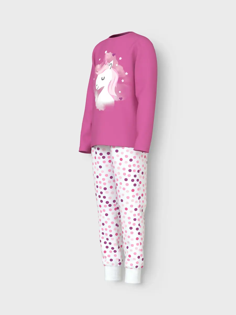 Name it kinder-meisjes pyjama katoen - Pink Unicorn - Roze katoenen kinder pyjama