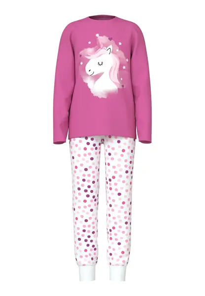 Name it kinder-meisjes pyjama katoen - Pink Unicorn - Roze katoenen kinder pyjama