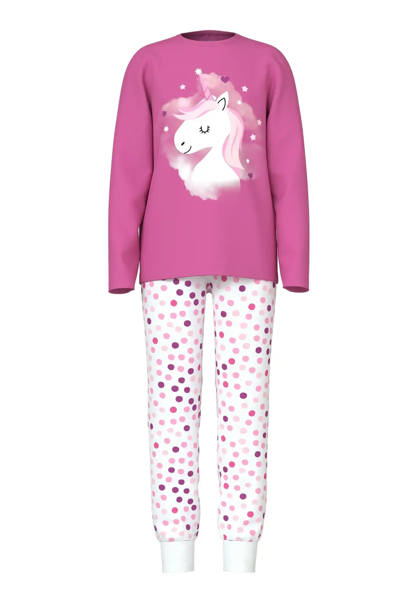 Name it kinder-meisjes pyjama katoen - Pink Unicorn - Roze katoenen kinder pyjama