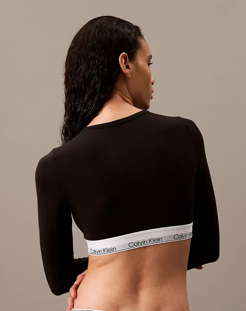 Calvin Klein T-shirt Bralette lange mouw - Lightly Lined - Katoenen Top met lange mouwen