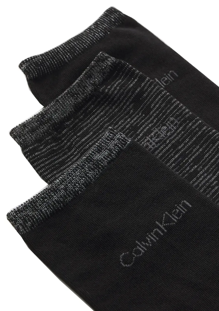 Calvin Klein 3-paar dames Crew sokken - Lurex - Katoenen sokken met glitter - Cadeauverpakking Calvin Klein 3-paar dames Crew sokken - Lurex - Katoenen sokken met glitter - Cadeauverpakking