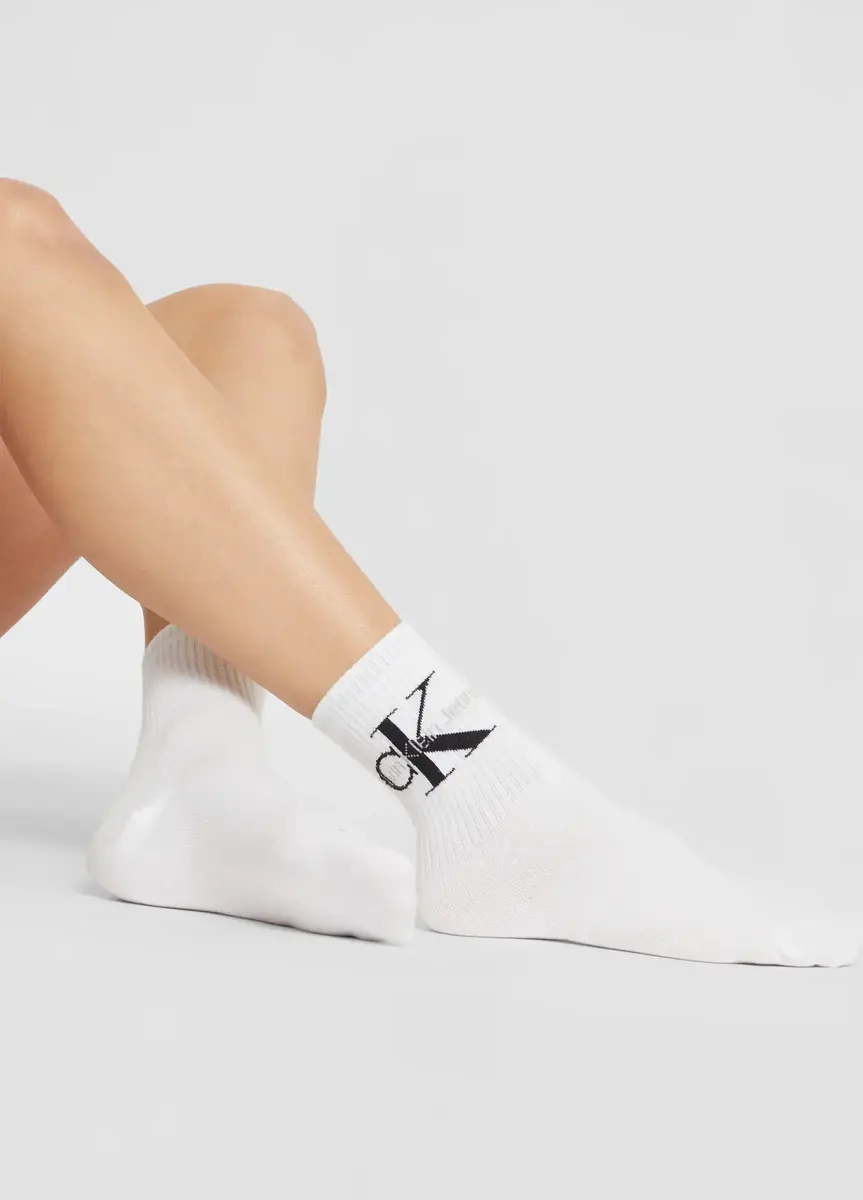 Calvin Klein 2-paar Crew dames sokken - Logo - katoenen hoge sokken voor vrouwen Calvin Klein 2-paar Crew dames sokken - Logo - katoenen hoge sokken voor vrouwen