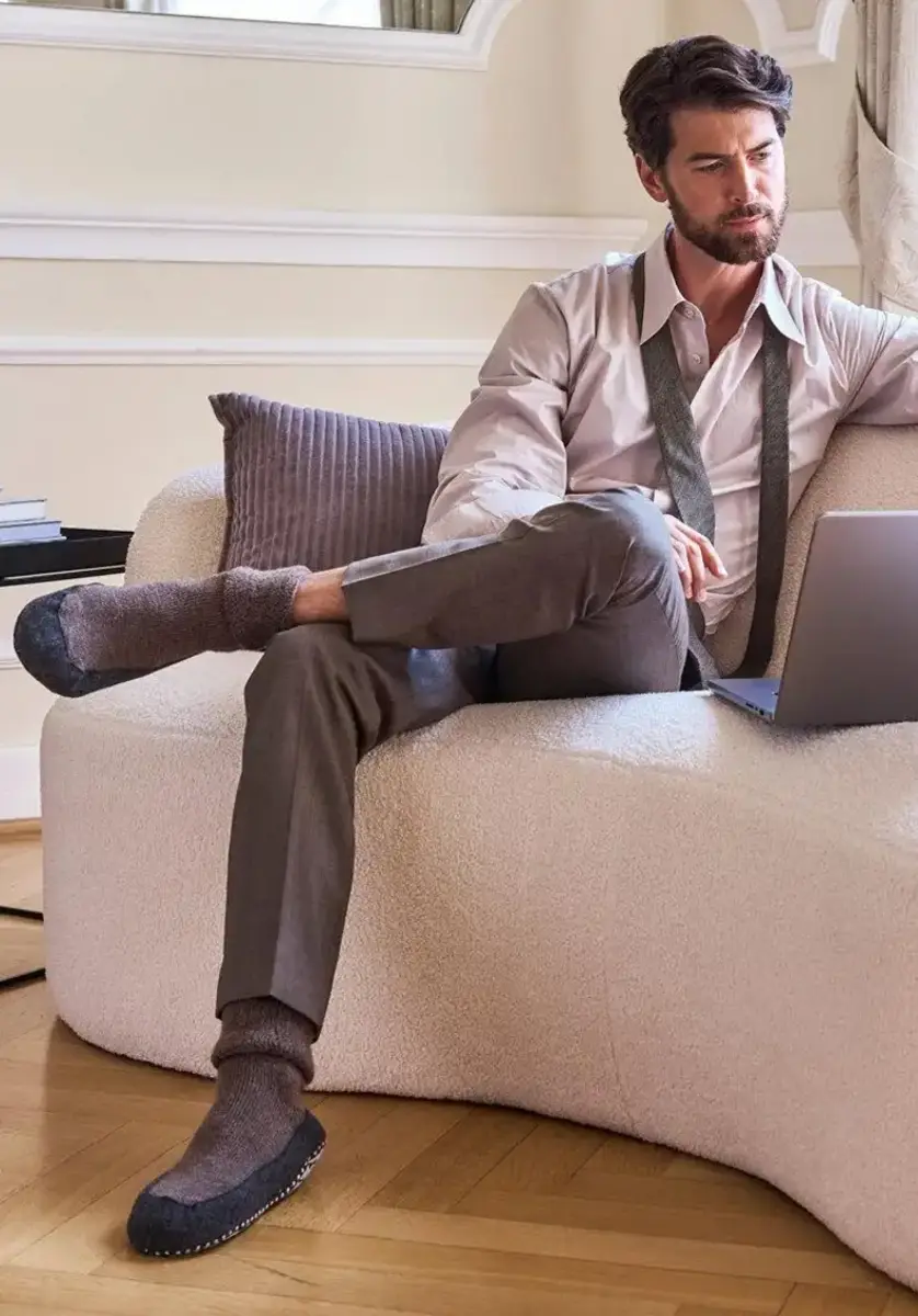 FALKE Cosyshoe pantoffels - Anti slip sokken heren - Wollen anti slip huissokken - Warm winter sokken