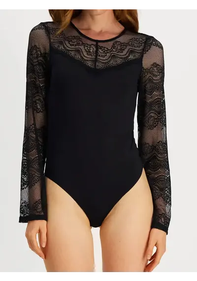 Pieces kanten body dames - Lace top Sinna - Zwart Pieces kanten body dames - Lace top Sinna - Zwart
