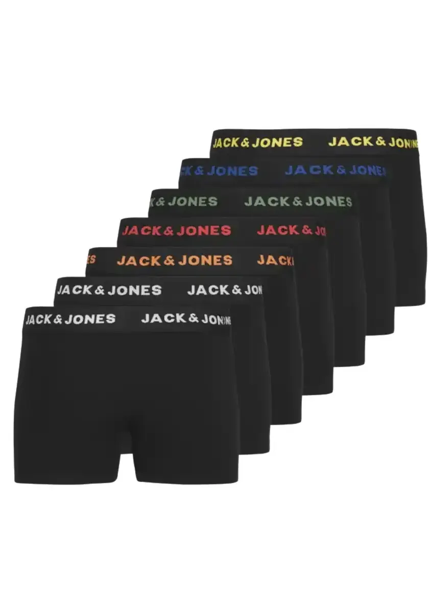 Jack & Jones 7-pack jongens boxershorts - Zwart - Zwart katoenen jongens ondergoed