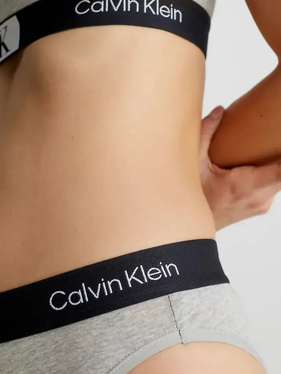 Calvin Klein Brazilian dames - High Waist - Grijs - Hoge dames brazilian slip - Katoenen taille  slip