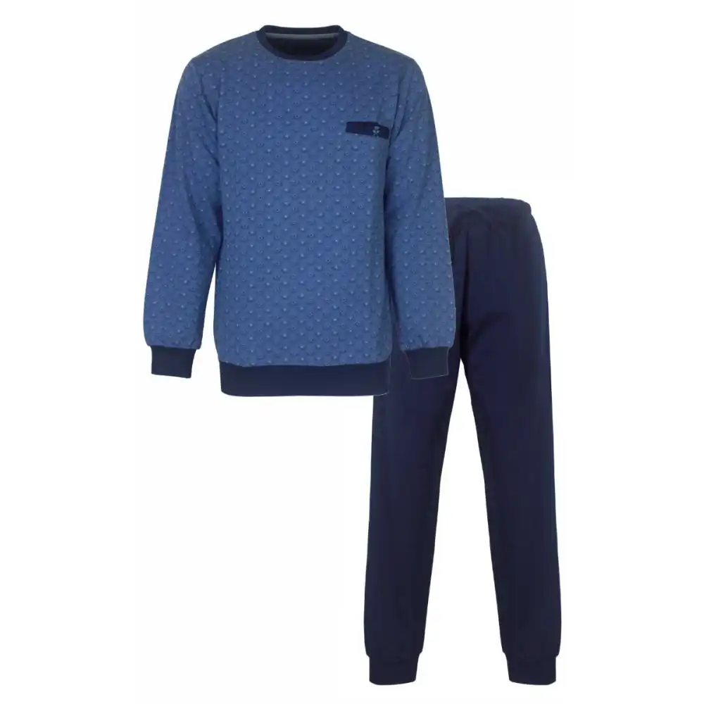 Paul Hopkins warme Fleece pyjama heren - Winter - Blauwe warme winter pyjama