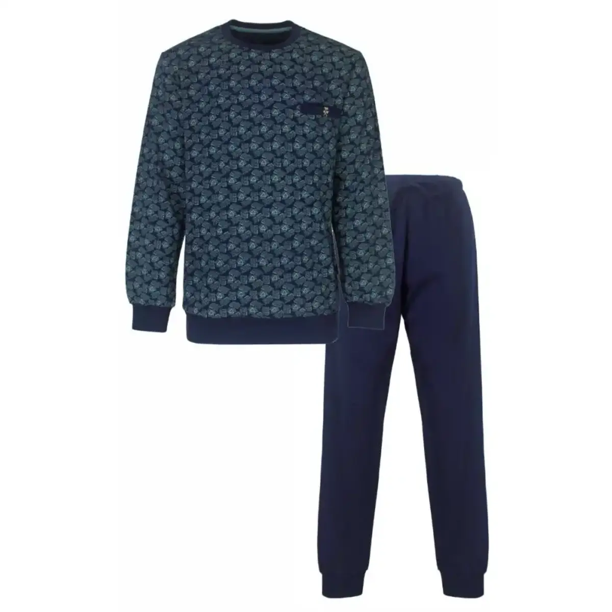 Paul Hopkins Fleece pyjama heren - Winter Blue - Warme winter pyjama mannen