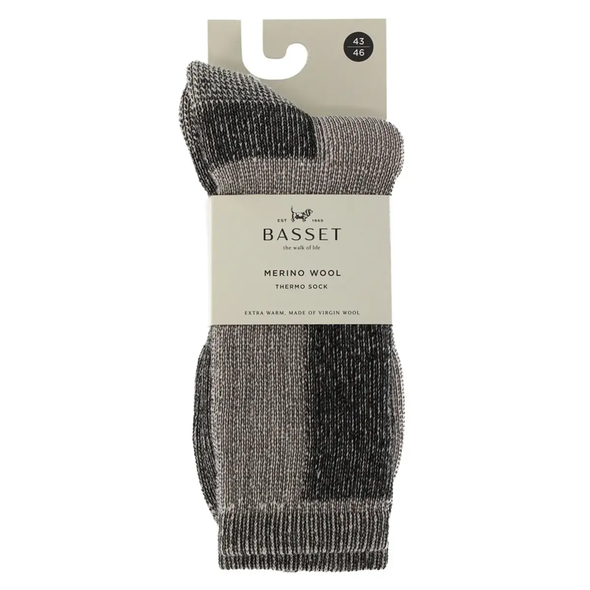 Basset dikke merino wollen thermosokken - Stevige warme wollen sokken - warme sokken dames en heren