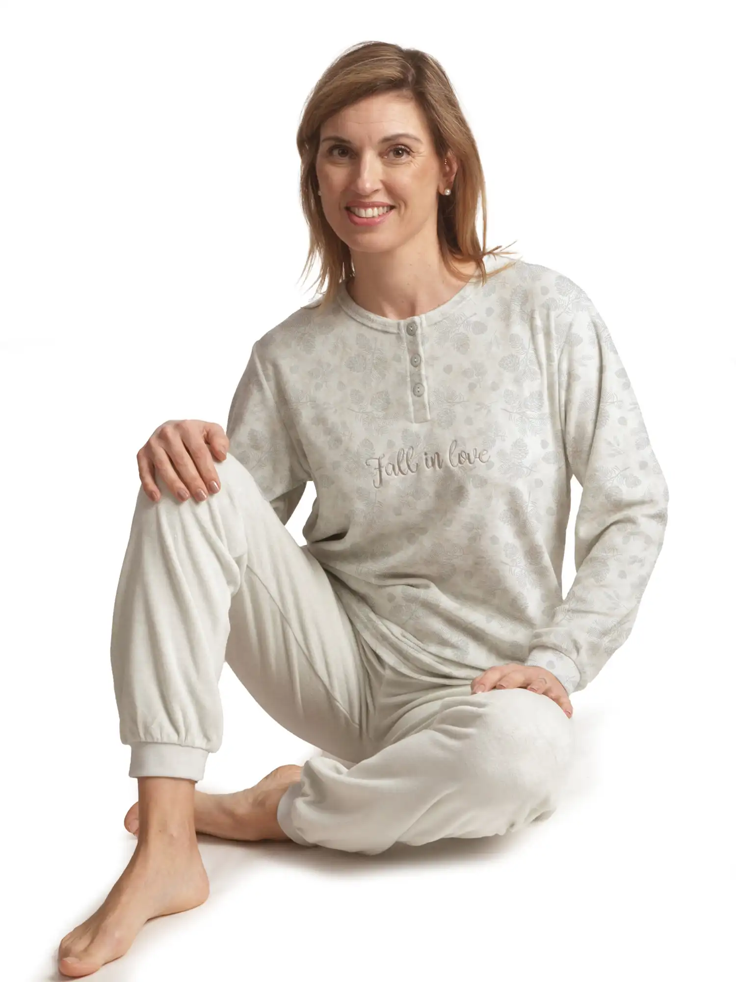 Cocodream dames pyjama velours - Fall in love