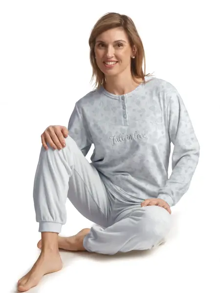 Cocodream dames pyjama velours - Fall in love - Warme winter pyjama