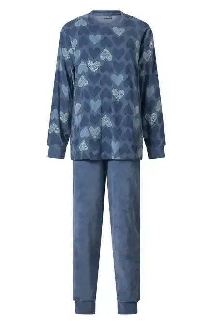Lunatex Velours dames pyjama -Hart - Warme winter pyjama dames