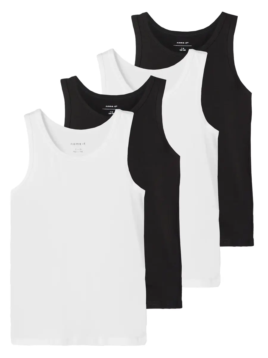 Name it 4-Pack kinder/ jongens hemden - Katoenen onderhemden kind - Brede bandjes