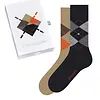 Burlington 2-paar heren sokken - Cadeau verpakking - Gift Box - Katoenen sokken met ruit print