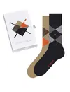 Burlington 2-paar heren sokken - Cadeau verpakking - Gift Box - Katoenen sokken met ruit print