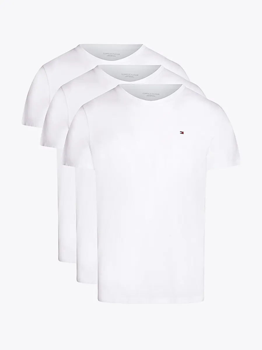 Tommy Hilfiger Heren Katoenen T-Shirt - Basic ondershirts korte mouw - Ronde hals
