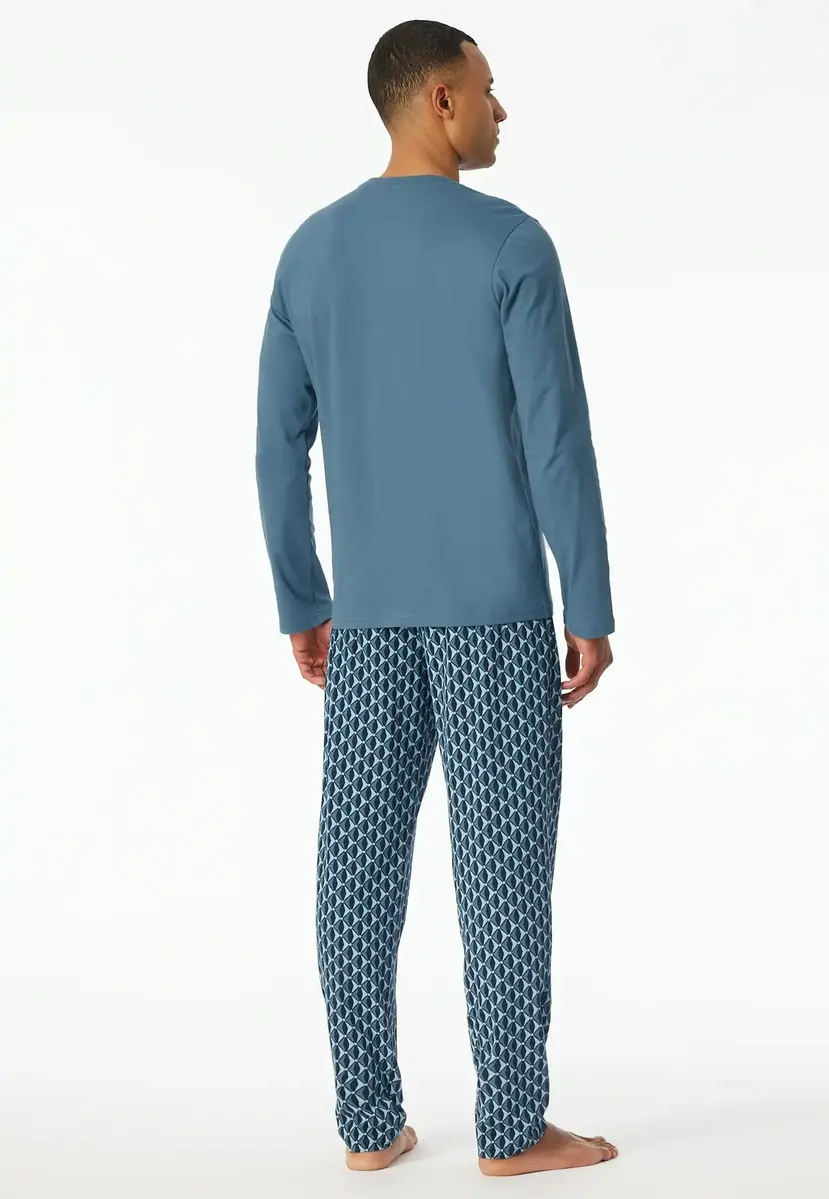 Schiesser pyjama heren Katoen lange mouw- Atlantic Blue - Zonder boordjes Schiesser pyjama heren Katoen lange mouw- Atlantic Blue - Zonder boordjes