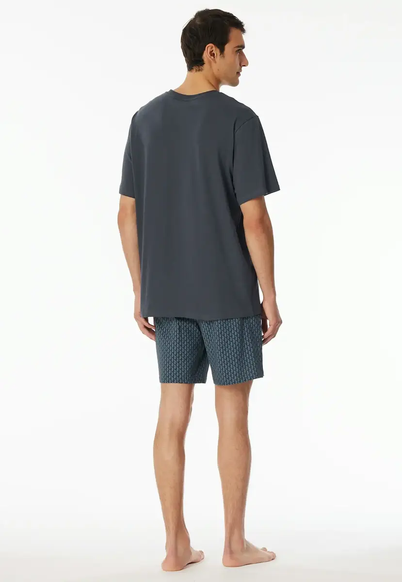 Schiesser heren shortama - Katoenen zomer pyjama mannen - Graphite Schiesser heren shortama - Katoenen zomer pyjama mannen - Graphite